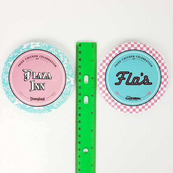 2 Disney Buttons Pins Fried Chicken Celebration Flo's Plaza Inn DCA Disneyland - Picture 5 of 7